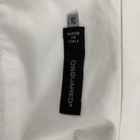 DSQUARED2 Size L White Mixed Fabrics Cotton Tuxedo Long Sleeve Shirt