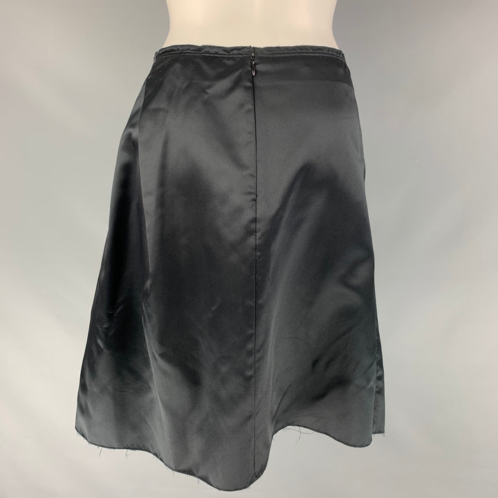 PRADA Talla 4 Falda circular plisada de seda negra