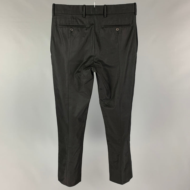 ALEXANDER MCQUEEN Taille 30 Pantalon habillé en coton rouge noir Zip Fly