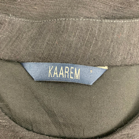 KAAREM Size S Black Silk Cropped Blouse