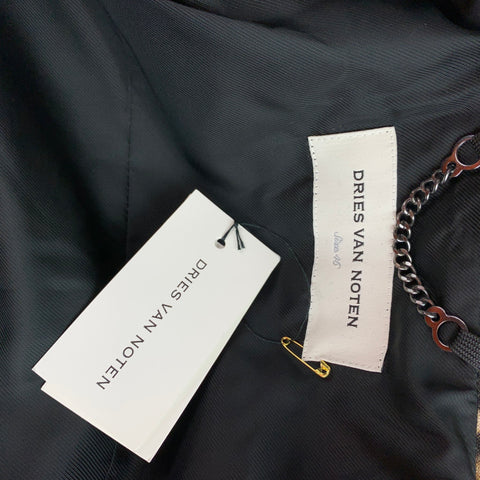 DRIES VAN NOTEN S/S 20 Size 36 Tan & Black Animal Print Wool Zip Up Jacket
