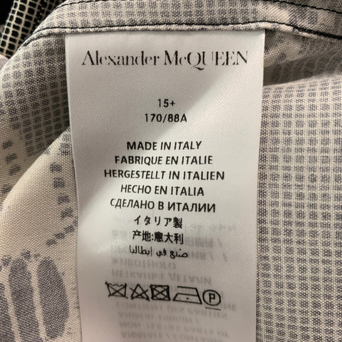 ALEXANDER MCQUEEN Size S Black Beige Print Silk Button Up Long Sleeve Shirt
