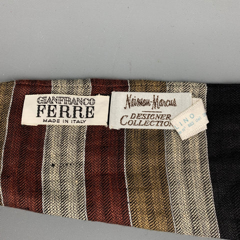 GIANFRANCO FERRE Multi Color Stripe Linen Cummerbund