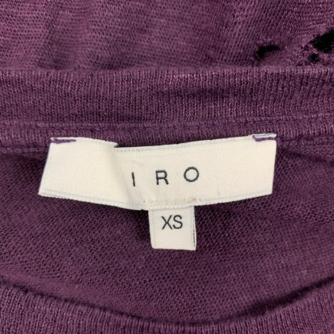 IRO Size XS Purple Distressed Linen Crew-Neck Clay T-shirt