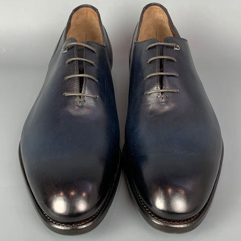 SALVATORE FERRAGAMO Tramezza Size 10.5 Black Leather Lace Up Shoes