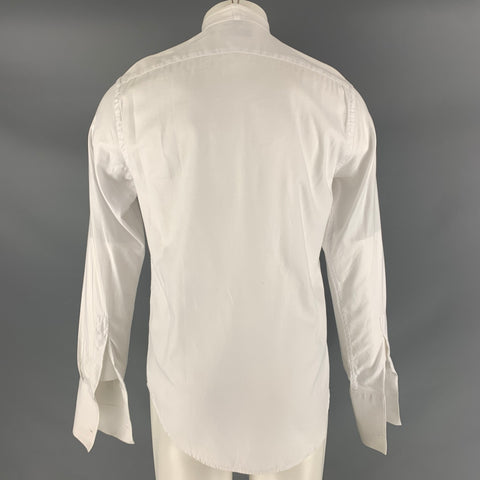 CALVIN KLEIN COLLECTION Size S White Solid Cotton Tuxedo Long Sleeve Shirt