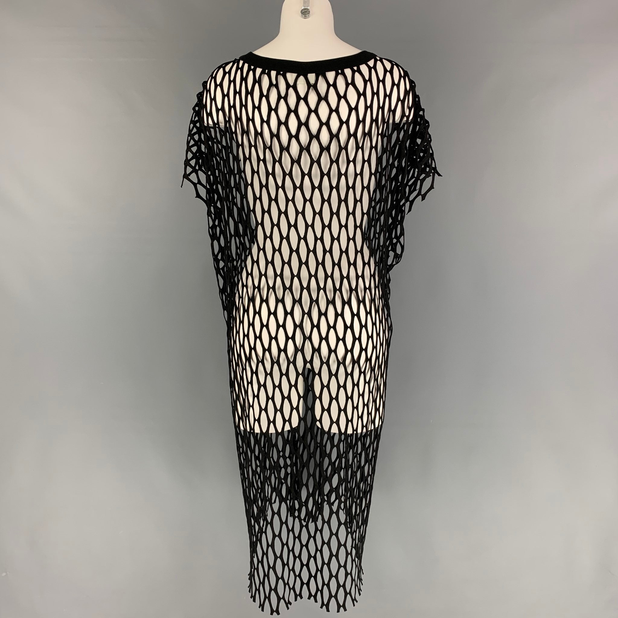DRIES VAN NOTEN Size L Black Polyester Mesh Long Casual Top DRIES VAN NOTEN Size L Black Polyester Mesh Long Casual Top