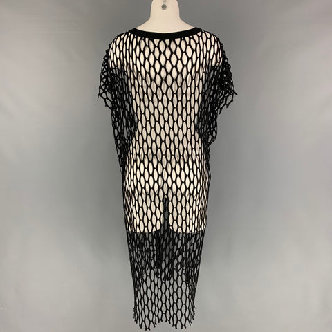 DRIES VAN NOTEN Size L Black Polyester Mesh Long Casual Top