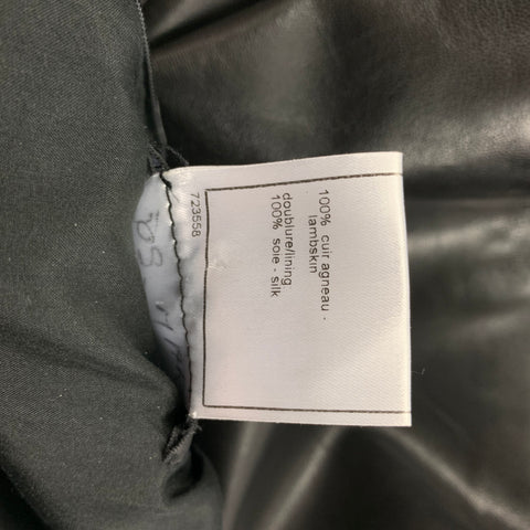 CHANEL 94305 04A Size 6 Black Leather Trumpet Skirt