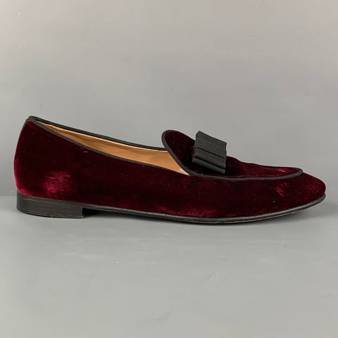 SUPERGLAMOUROUS Size 10 Burgundy Velvet Bow Loafers