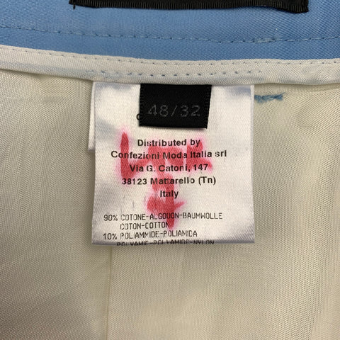 CALVIN KLEIN COLLECTION Size 32 Light Blue Shimmery Cotton / Nylon Dress Pants