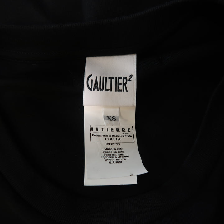 GAULTIER2 by JEAN PAUL GAULTIER Size XS Black Cotton Crew-Neck Slit Side T-shirt