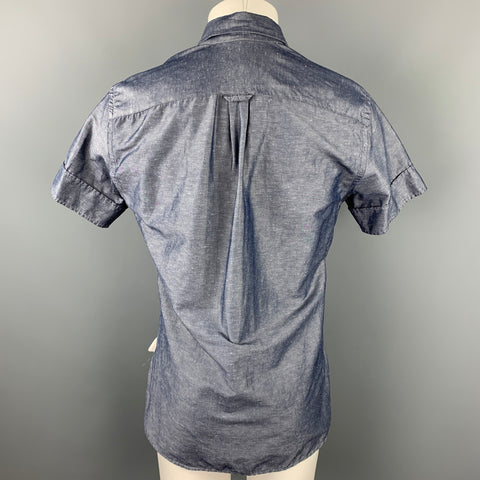 JOHN BARTLETT Size M Blue Chambray Cotton Button Up Short Sleeve Shirt