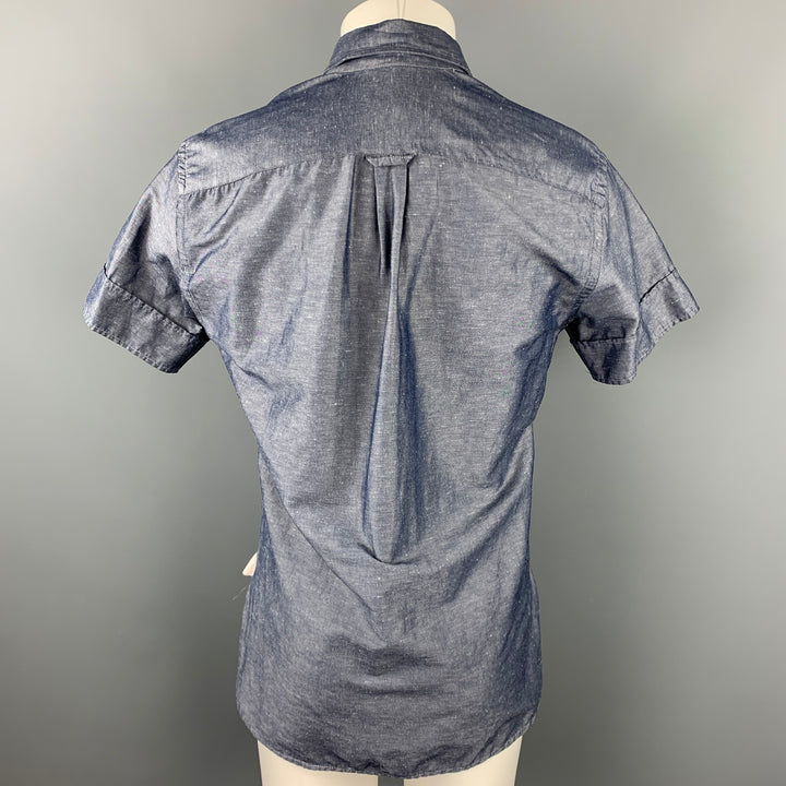JOHN BARTLETT Size M Blue Chambray Cotton Button Up Short Sleeve Shirt