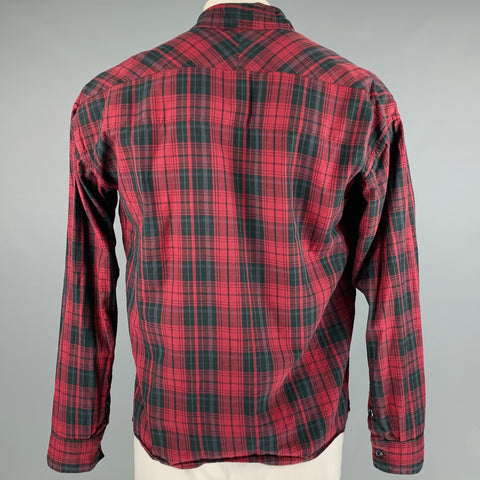 VISVIM Camisa Manga Larga Lhamo Algodón Cuadros Rojo Negro Talla L