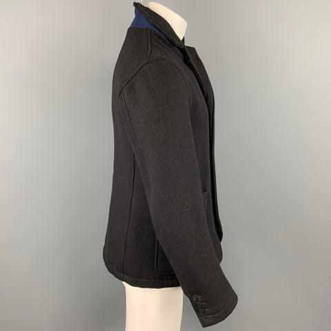 GOLDEN BEAR for UNIONMADE Size M Black Wool / Nylon Buttoned Coat