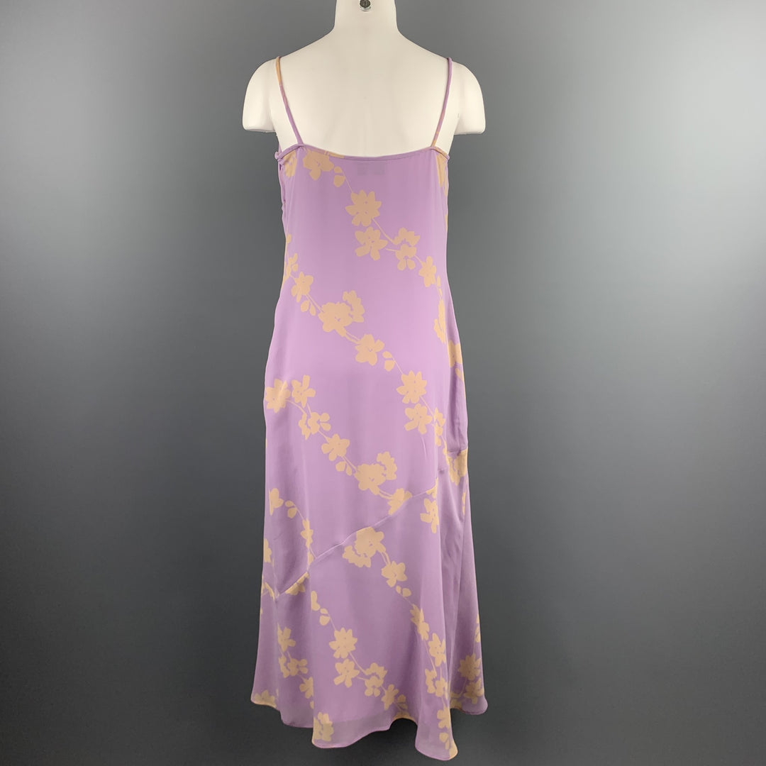 MIMMINA Size 8 Lilac Floral Acetate Blend Spaghetti Strap Dress