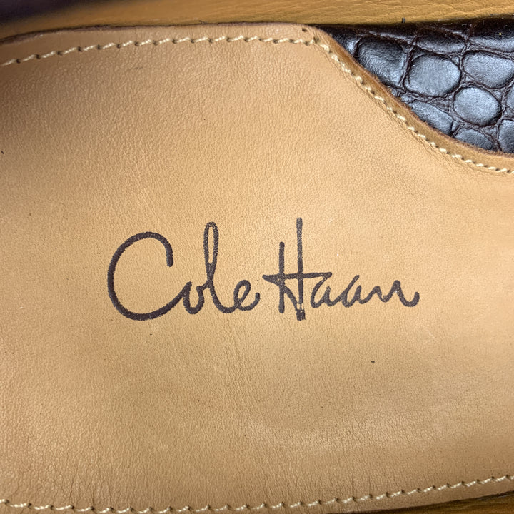 COLE HAAN Gunnison Size 9 Brown Embossed Leather Drivers Loafers