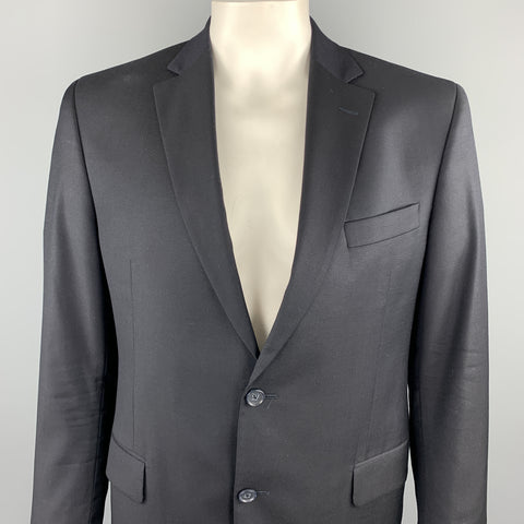 BARNEYS NEW YORK Size 42 Regular Black Wool Notch Lapel Sport Coat