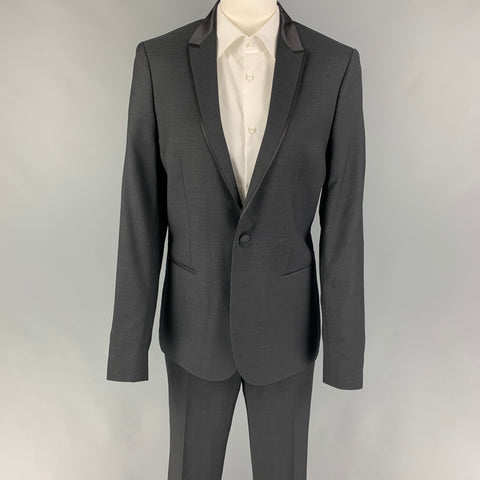 THE KOOPLES Talla 38 Traje de esmoquin con solapa de pico de lana a cuadros negro