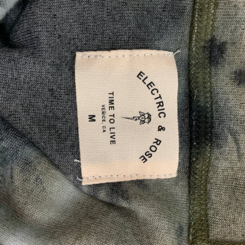 ELECTRIC & ROSE Size M Olive & Black Tie Dye Cotton Blend Hoodie Sweatshirt