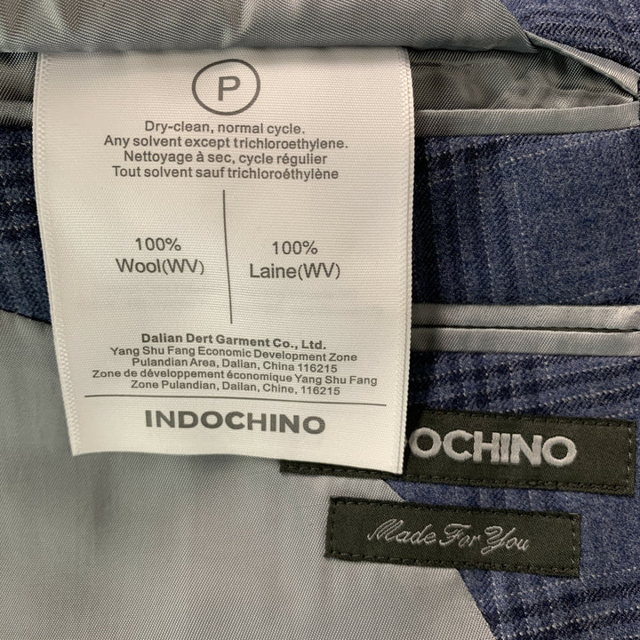 INDOCHINO Size 36 Blue Navy Plaid Wool 30 30 Suit