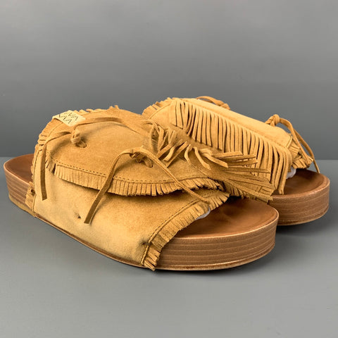 VISVIM Sandalias sin cordones de cuero con flecos color canela talla L