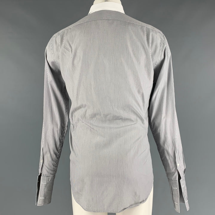 RALPH LAUREN Size M White Black Stripe Cotton French Cuff Long Sleeve Shirt