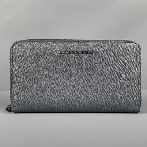 BURBERRY Grey Pebble Grain Leather Wallet