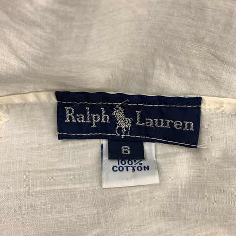 RALPH LAUREN Blue Label Taille 8 Haut décontracté en coton à œillets crème