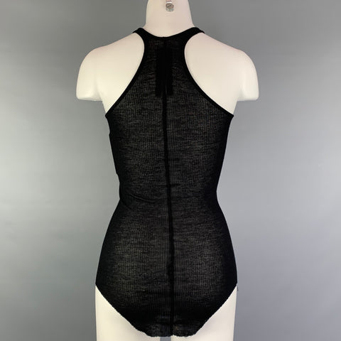 RICK OWENS ANTHEM S/S 11 Size 6 Black Viscose / Silk Curved Hem Tank Top