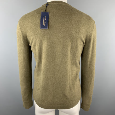 RALPH LAUREN Pull à col rond en cachemire olive taille S