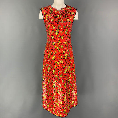 MARC JACOBS Size 4 Orange Black Gold Polyester Blend Sequined Shift Dress