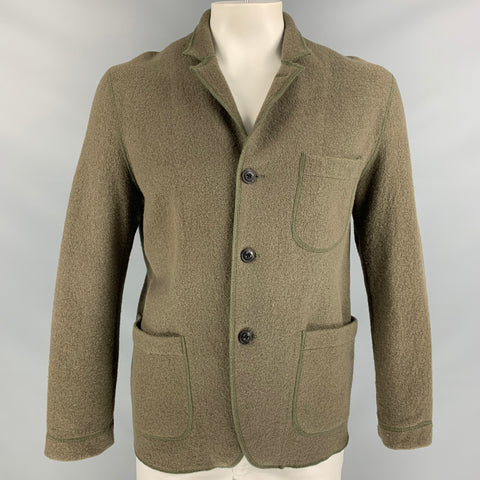 BUCK MASON Size L Olive Merino Wool Solid Jacket