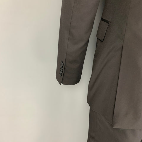 RALPH LAUREN Size 42 Long Black Wool Notch Lapel Suit