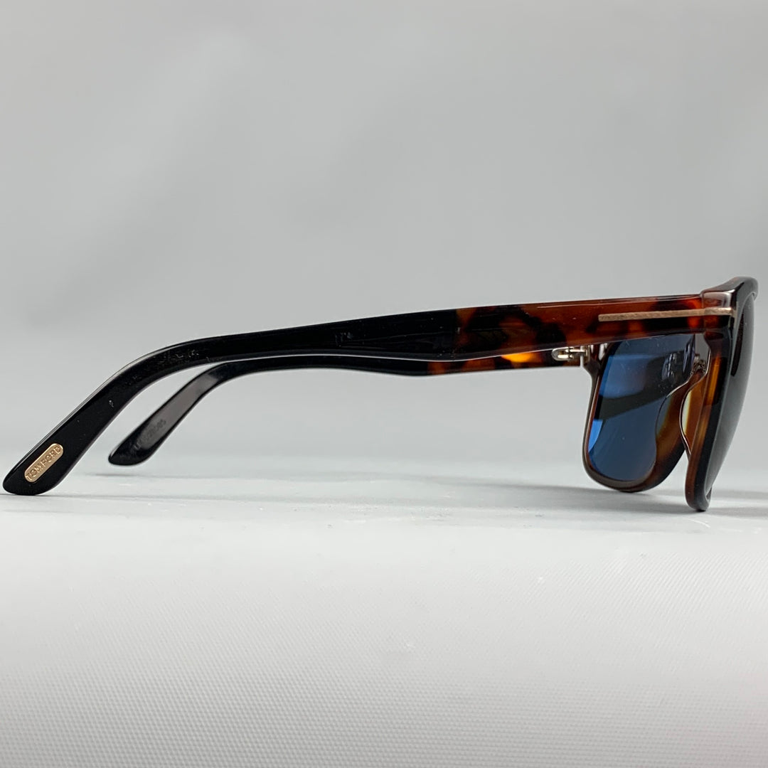 TOM FORD Black & Brown Tortoise Acetate Drop Sunglasses