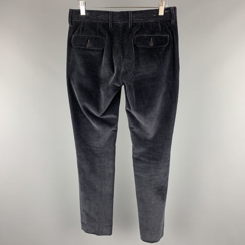 SALVATORE PICCOLO Size 28 x 30 Charcoal Solid Corduroy 30 Zip Fly Dress Pants