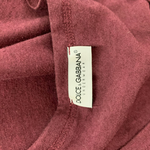 DOLCE & GABBANA Size L Burgundy Cotton Crew-Neck T-shirt