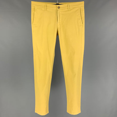 SERGE BLANCO Size 32 Yellow Cotton Flat Front Casual Pants