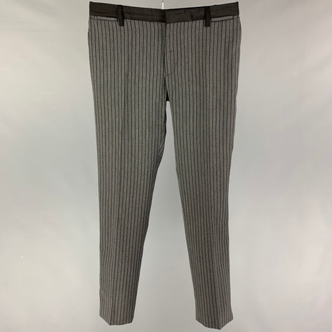 D&G by DOLCE & GABBANA Size 32 Grey Black Stripe Wool Silk Tuxedo Dress Pants