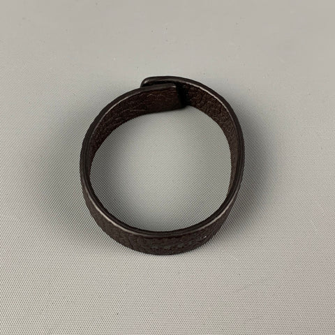 AKRIS Dark Brown Textured Leather Bracelet