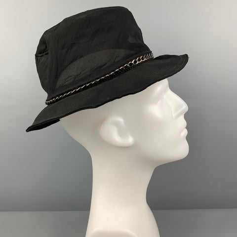 EMPORIO ARMANI Black See-Through Silk Bucket Hat
