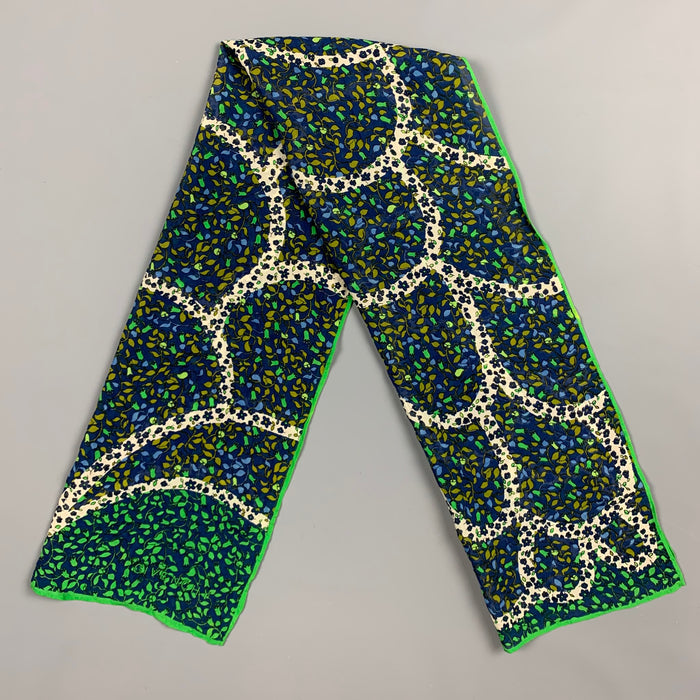 Vintage GIVENCHY Navy & Green Abstract Floral Not Listed Scarf