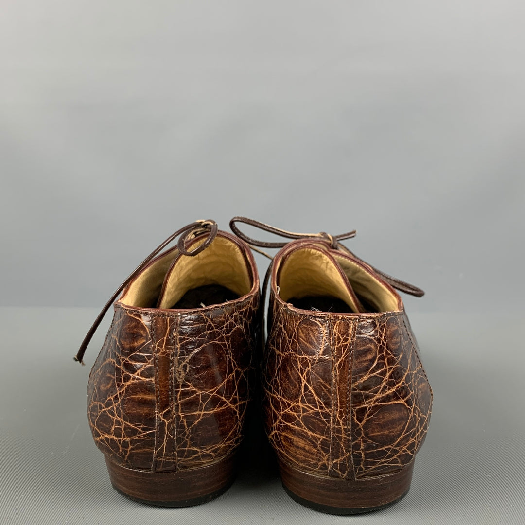 WILKES BASHFORD Size 6.5 Brown Leather Embossed Laces