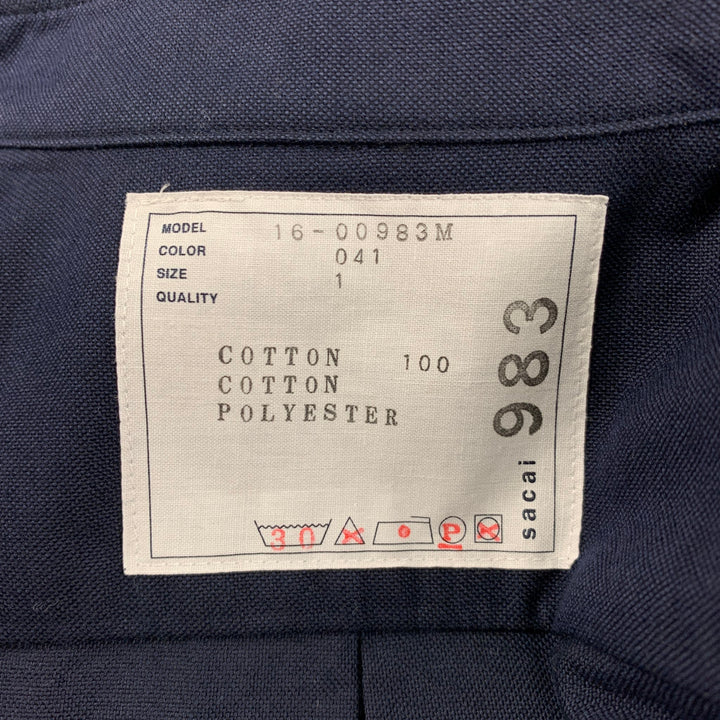 SACAI Size S Navy Cotton Polyester Button Up Short Sleeve Shirt
