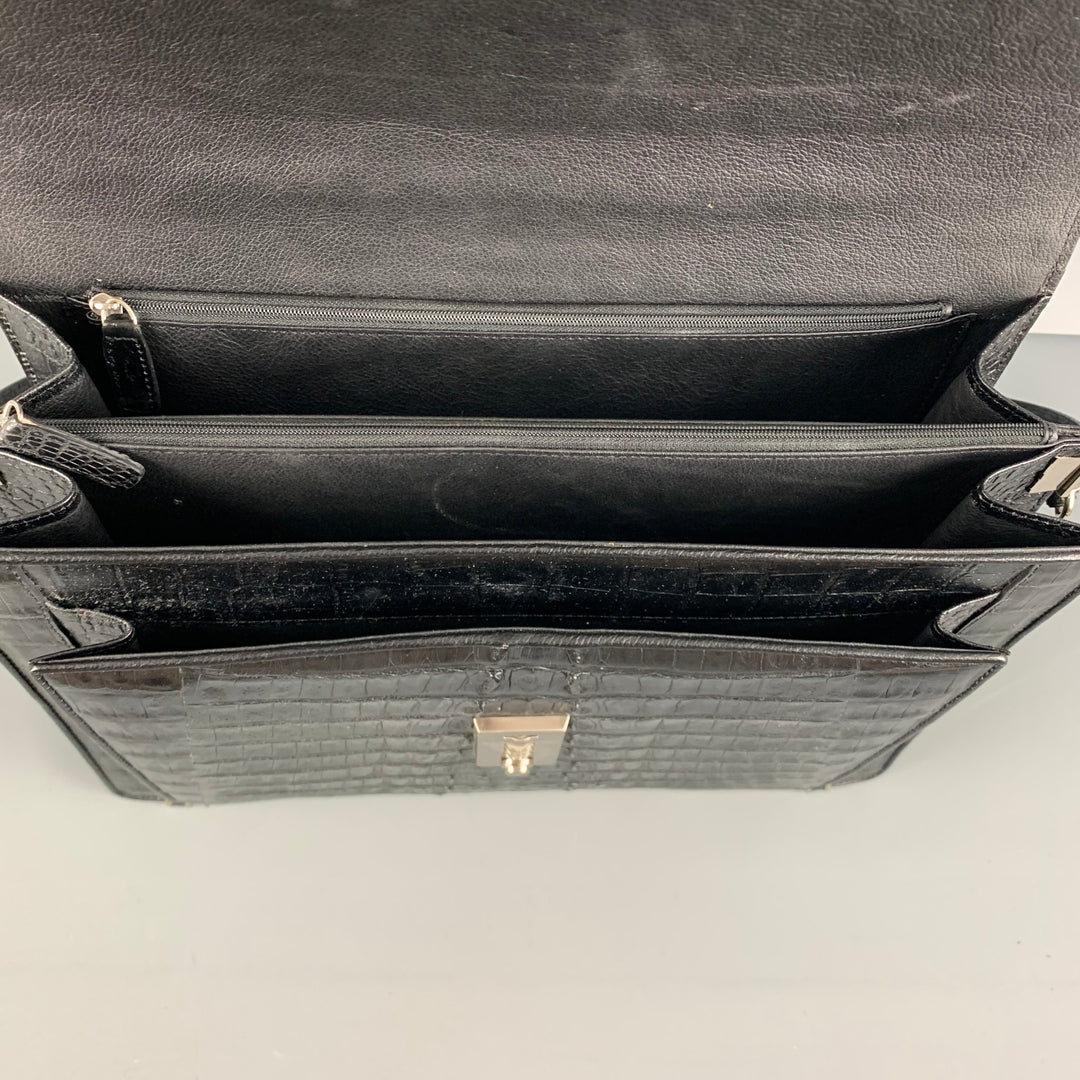 BRUCEGAO Black Crocodile Leather Briefcase Bags & Leather Goods