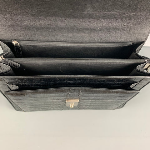 BRUCEGAO Black Crocodile Leather Briefcase Bags & Leather Goods