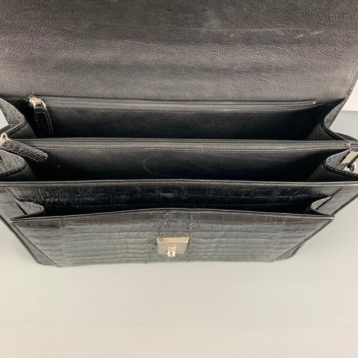 BRUCEGAO Black Crocodile Leather Briefcase Bags & Leather Goods