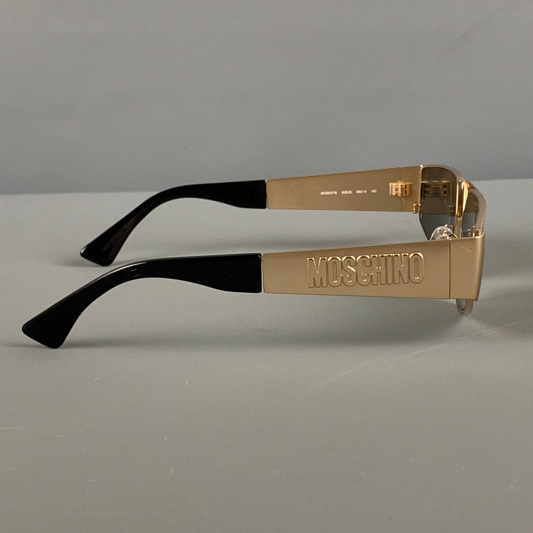 Gafas de sol rectangulares de metal negro dorado MOSCHINO