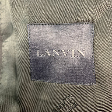 LANVIN Taille 36 Manteau de sport à revers cranté en laine et soie noire marine